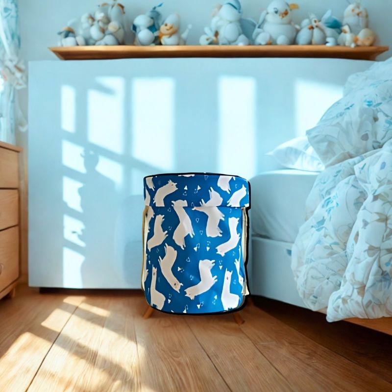 bleu-et-souple-avec-tapis-de-jeu-retractable-image-alpaga-blanc