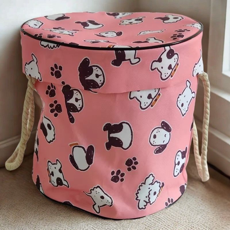coffre a jouet souple rose tapis de jeu integre motifs chiots
