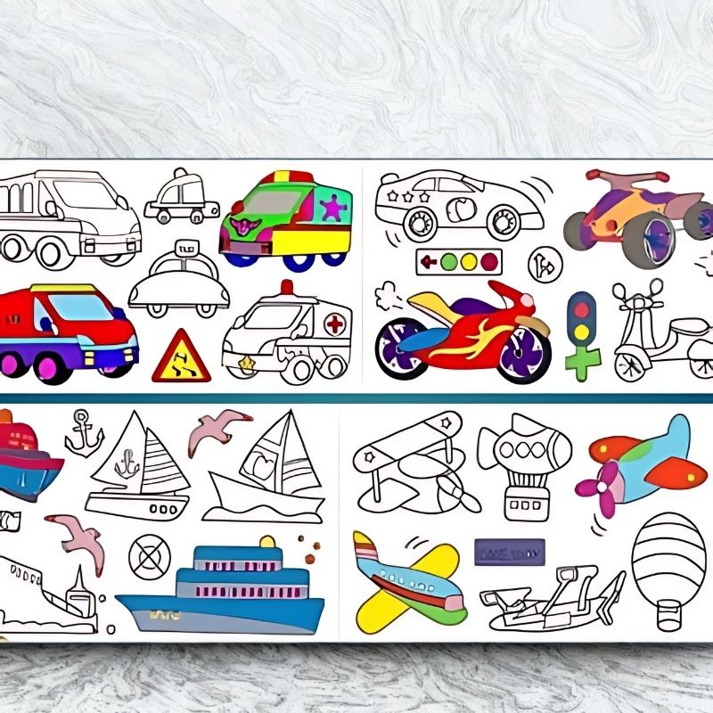 voiture-moto-scooter-avion-a-colorier