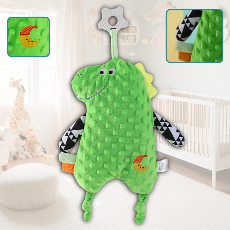 vert-emeraude-au-tissu-gaufre-avec-anneau-de-dentition-et-motifs-noirs-et-blancs