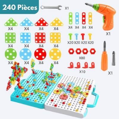 jeu-de-construction-grand-ensemble-pièces-de-couleurs-avec-visseuse-et-tournevis-orange-et-gris
