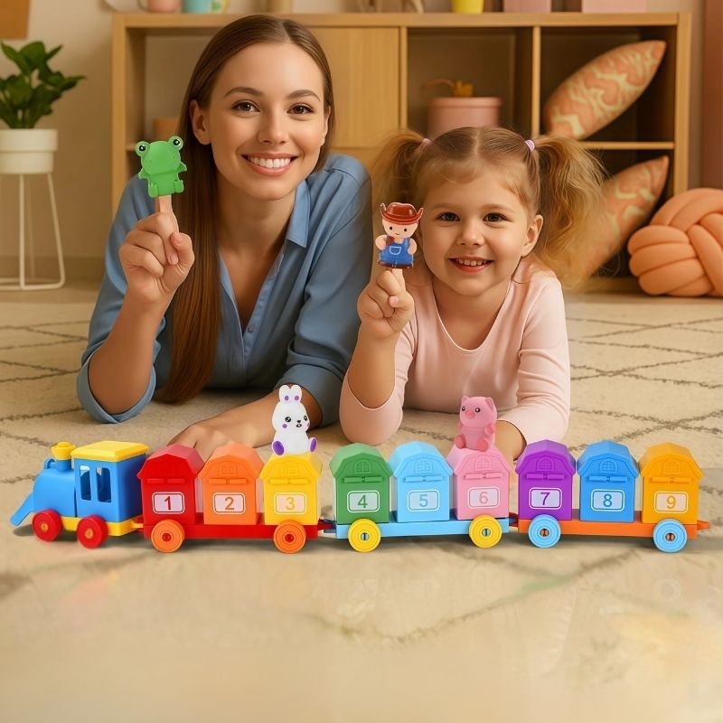jouet bébé 1 an mère et sa fille joyeuses du train jouet 9 wagons