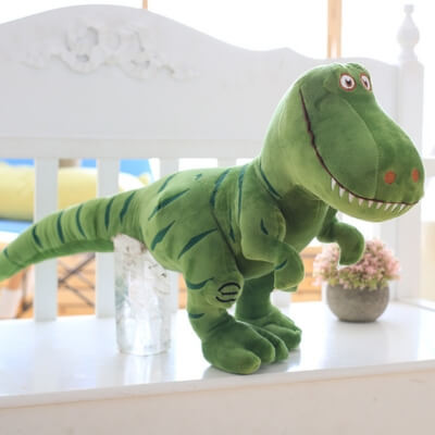 tyrannosaure-vert-de-70cm-sur-un-bac-blanc-devant-fenêtre