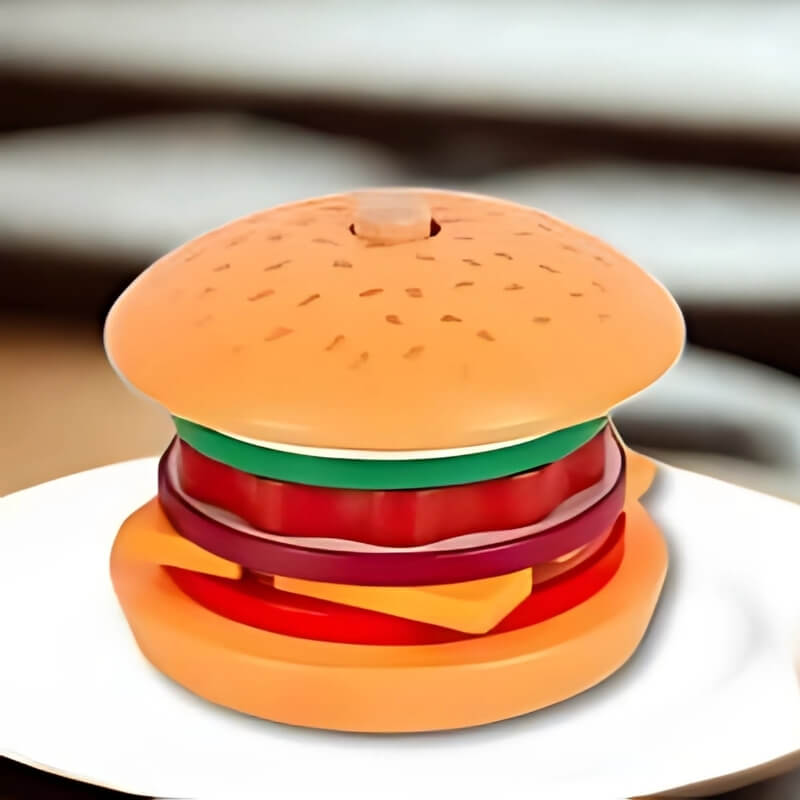 un-puzzle-3d-en-forme-de-burger-aux-couleurs-réalistes-sur-assiette-blanche