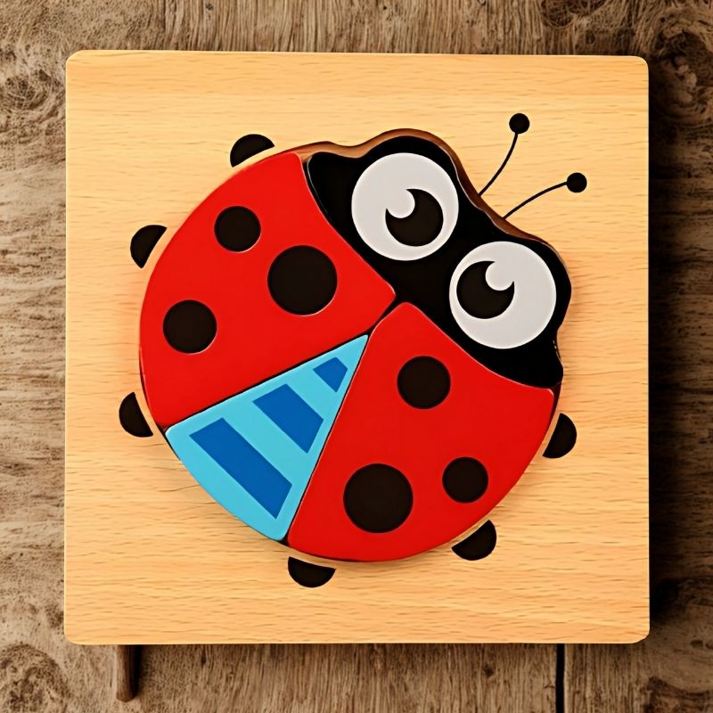 un-puzzle-coccinelle-rouge-sur-socle-de-bois-sur-table-de-bois