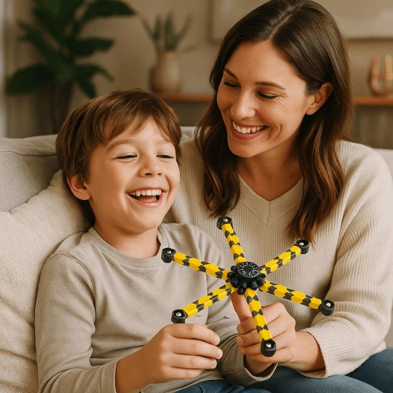 une-maman-sourit-a-son-enfant-autiste-jouant-avec-un-spinner-jaune