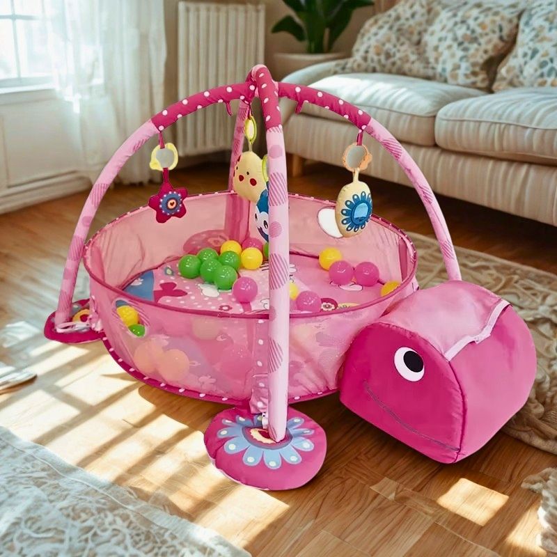 tapis d'éveil bébé rose pour fille 3 en 1