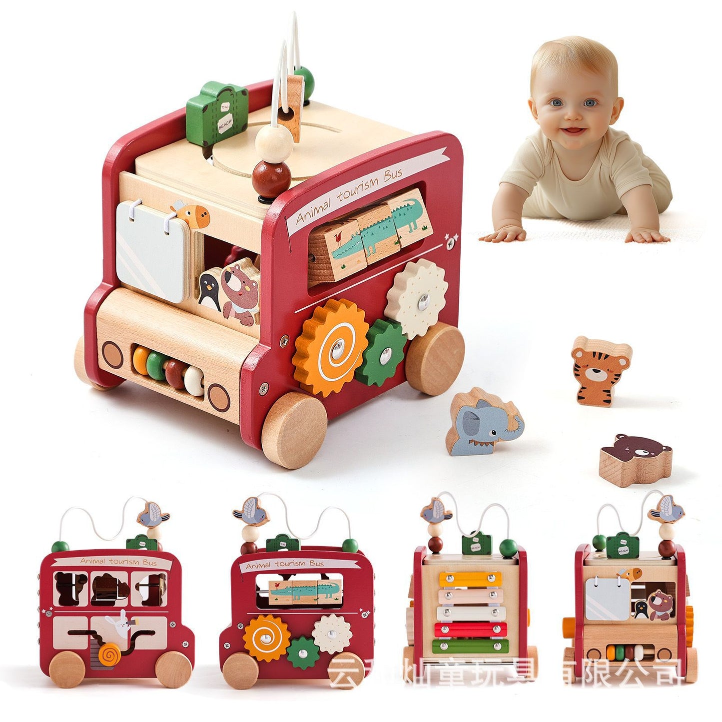 Bus d'Activités en Bois | Jouet Bébé 1 An