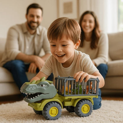 un-garçon-6-ans-joue-dinosaure-papa-maman-souriant