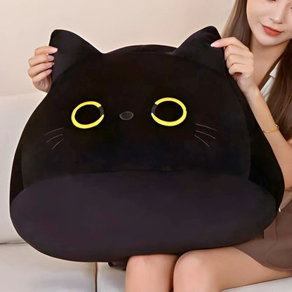chat kawaii très grande peluche tête de chat noir