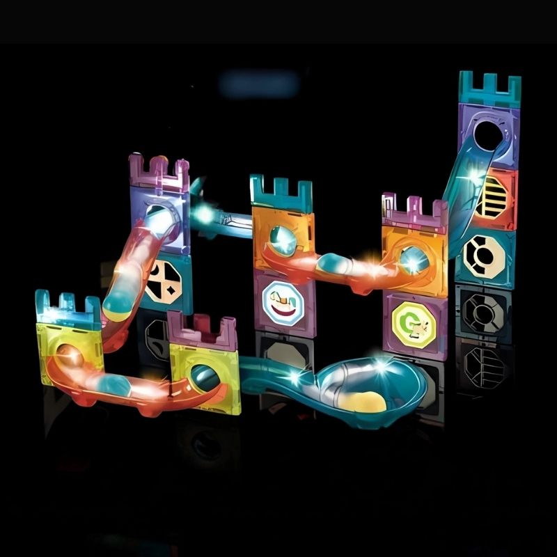 circuit de billes jeu de 56 pièces avec billes et lumieres