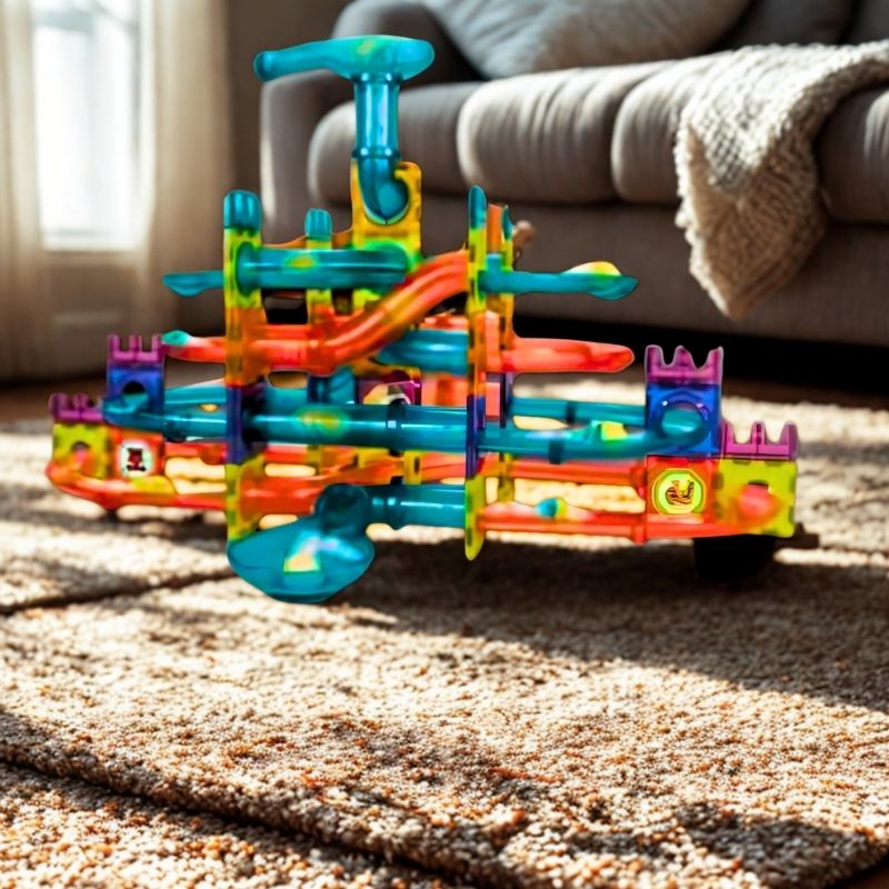 circuit de billes jeu de construction magnetique avec tunnels