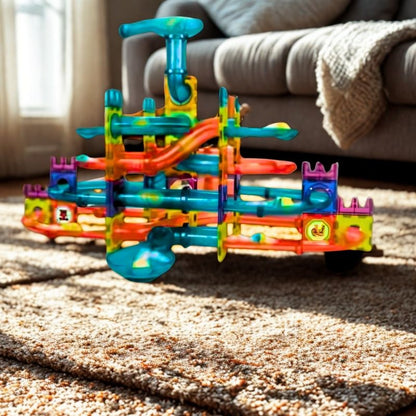 circuit de billes jeu de construction magnetique avec tunnels