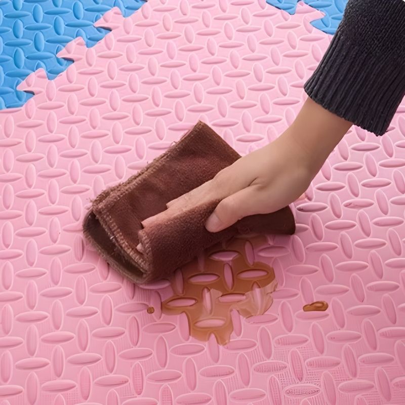 dégât facilement lavable sur ce tapis puzzle