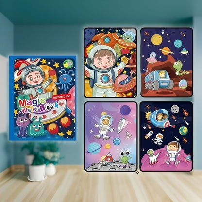 dessin facile livre coloriage à l'eau au thème astronautes