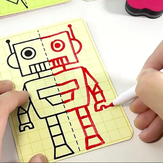 dessin facile un enfant dessine un robot rouge et noir