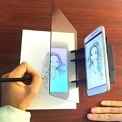 une-femme-dessine-avec-un-projecteur-un-visage-avec-cheveux