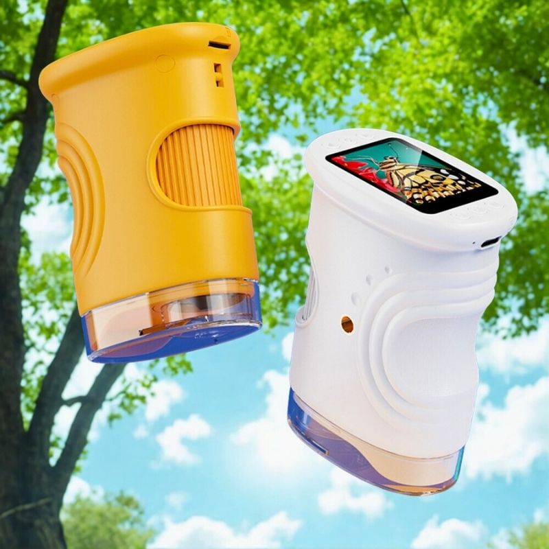 deux microscope enfant jaune blanc rechargeable avec lumières del