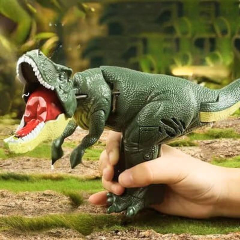 dinosaure jouet tyrannosaure vert avec gâchette tête pivotante