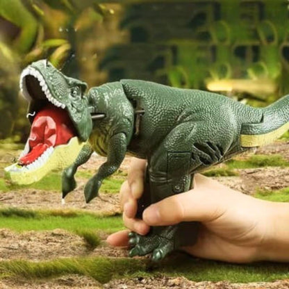 dinosaure jouet tyrannosaure vert avec gâchette tête pivotante
