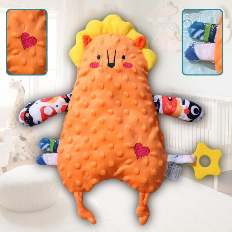 peluche-lion-orange-avec-anneau-de-dentition-et-tissu-en-relief-tres-doux