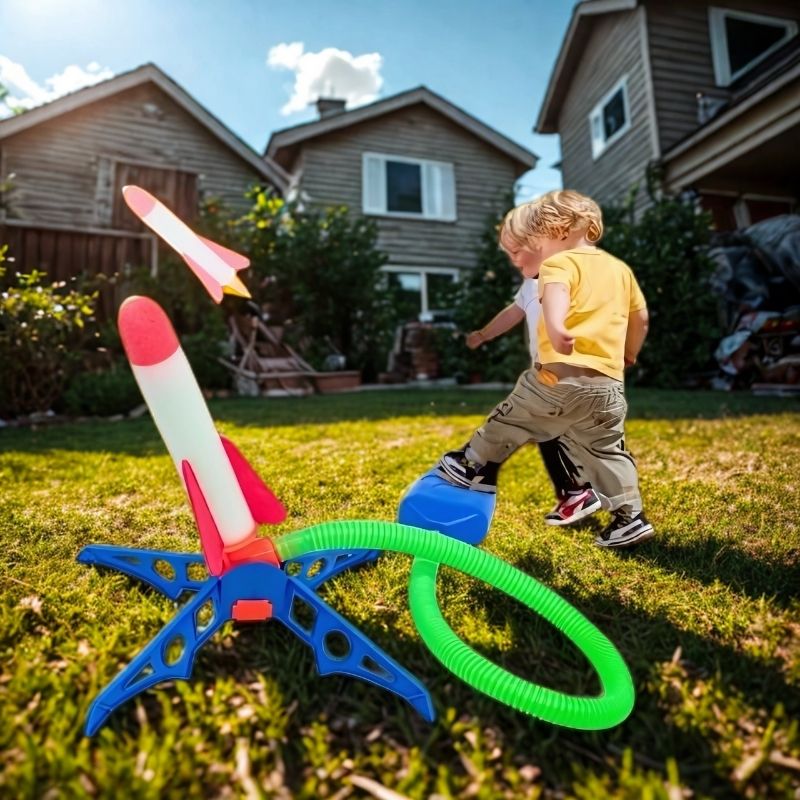 des-enfants-lancent-une-fusée-avec-une-pédale-poussoir