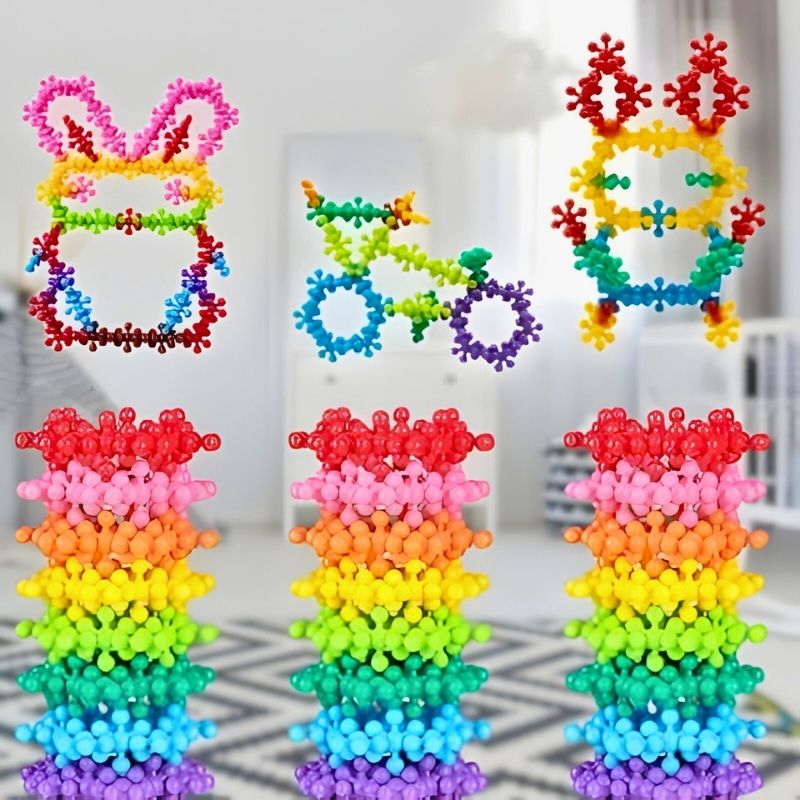 jeu de construction pièces en forme de flocon couleurs vives