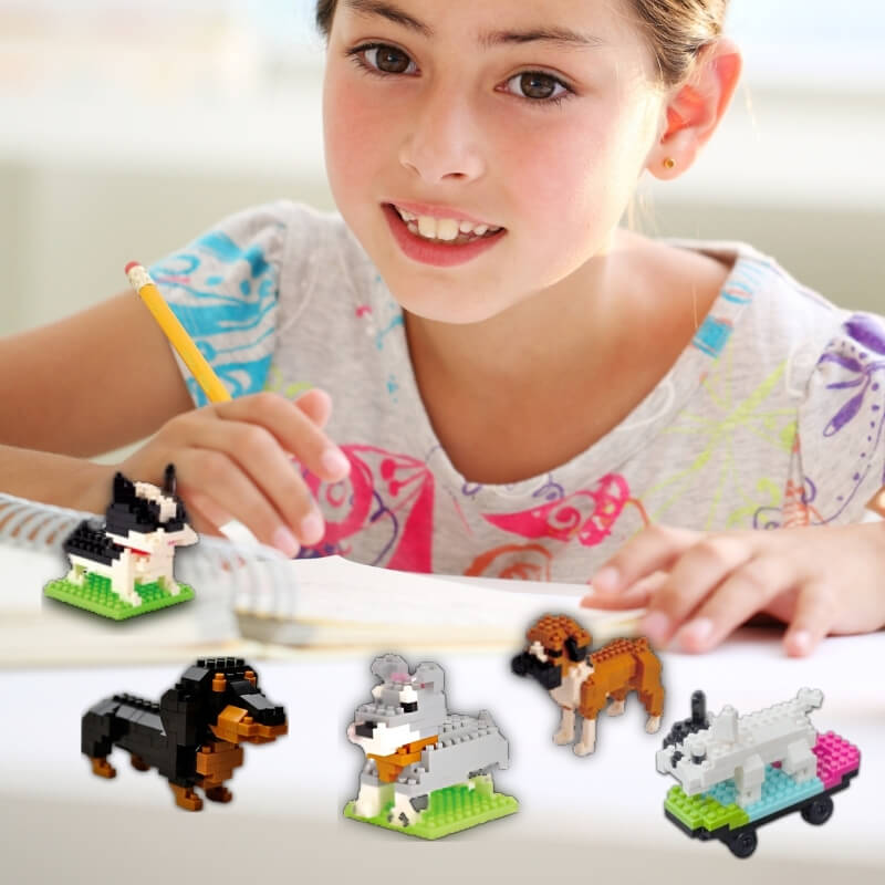une-fille-de-9-ans-regarde-ses-figurines-chiens