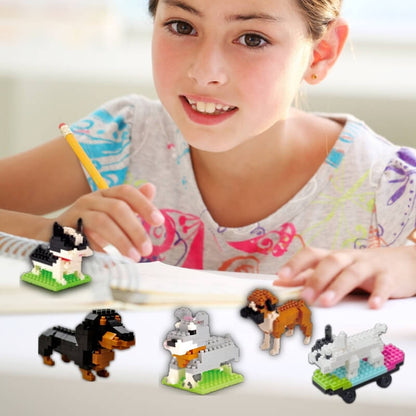 une-fille-de-9-ans-regarde-ses-figurines-chiens