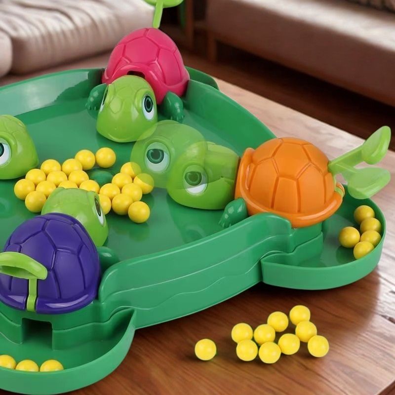 jeu de société famille tortues sur une table de salon