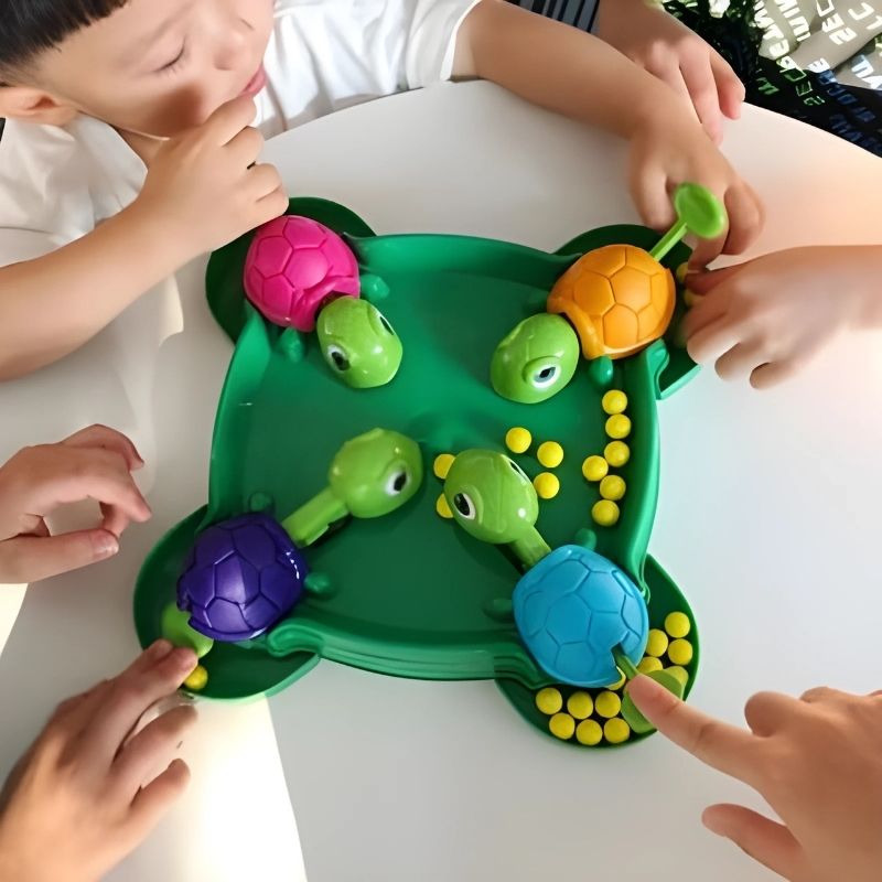 tortues vertes une famille joue ensemble