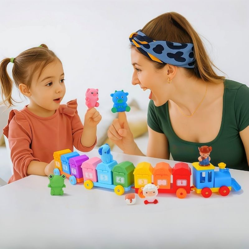 jouet bébé 1 an maman et bébé ravies du train jouet