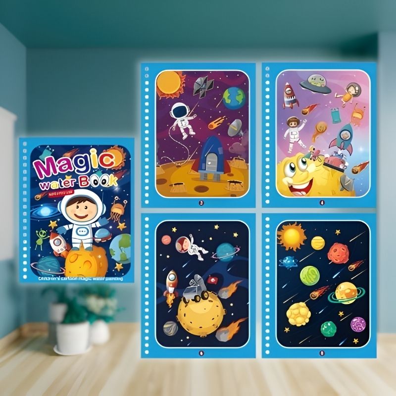 livre coloriage à l'eau thème planètes dessin facile