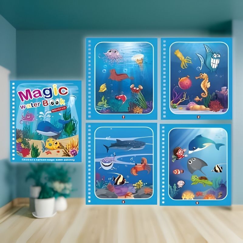 livre coloriage à l'eau thème vie marine dessin facile