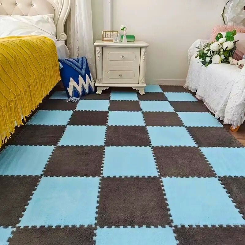 magnifique idée déco pour chambre d'enfant tapis puzzle chaud
