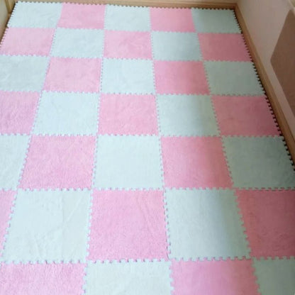 magnifique plancher confortable chaud tapis puzzle gris rose duveté