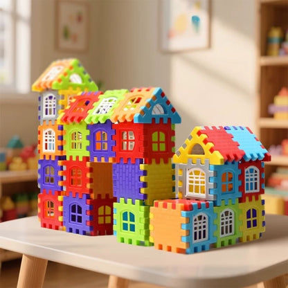 maison bâties avec pièces colorées d'un jeu de construction enfant