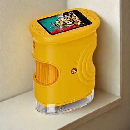microscope enfant jaune grande lentille 5 cm jaune rechargeable