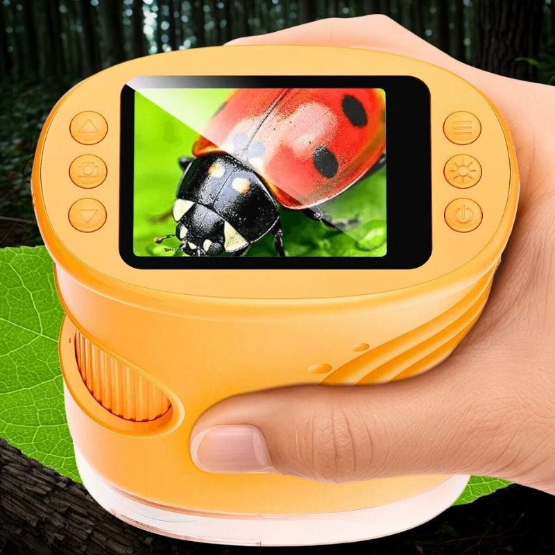 microscope enfant jaune lentille 5cm rechargeable pour enfant