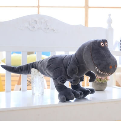 tyrannosaure-noir-souriant-de-70cm-sur-un-banc-blanc-doux-et-rempli