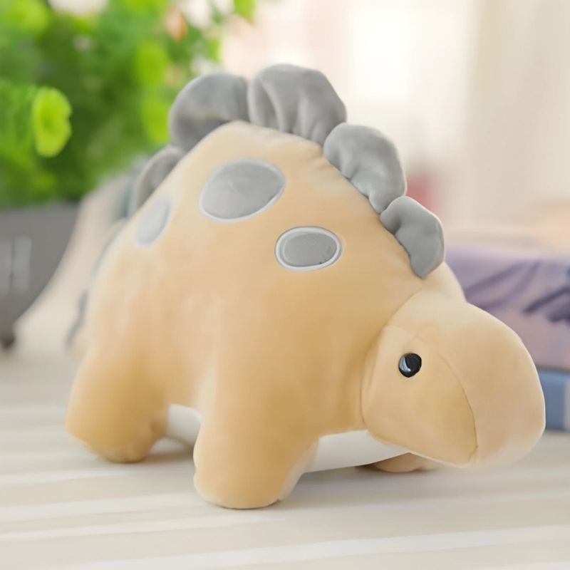 peluche dinosaure stégosaure beige tacheté gris trop mignon