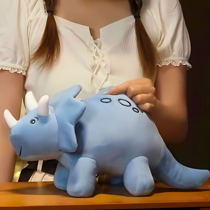 peluche dinosaure triceratops bleu doux et mignon
