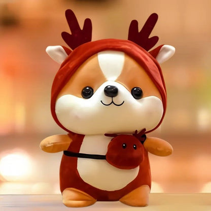 peluche kawaii adorable écureuil déguisé en cerf