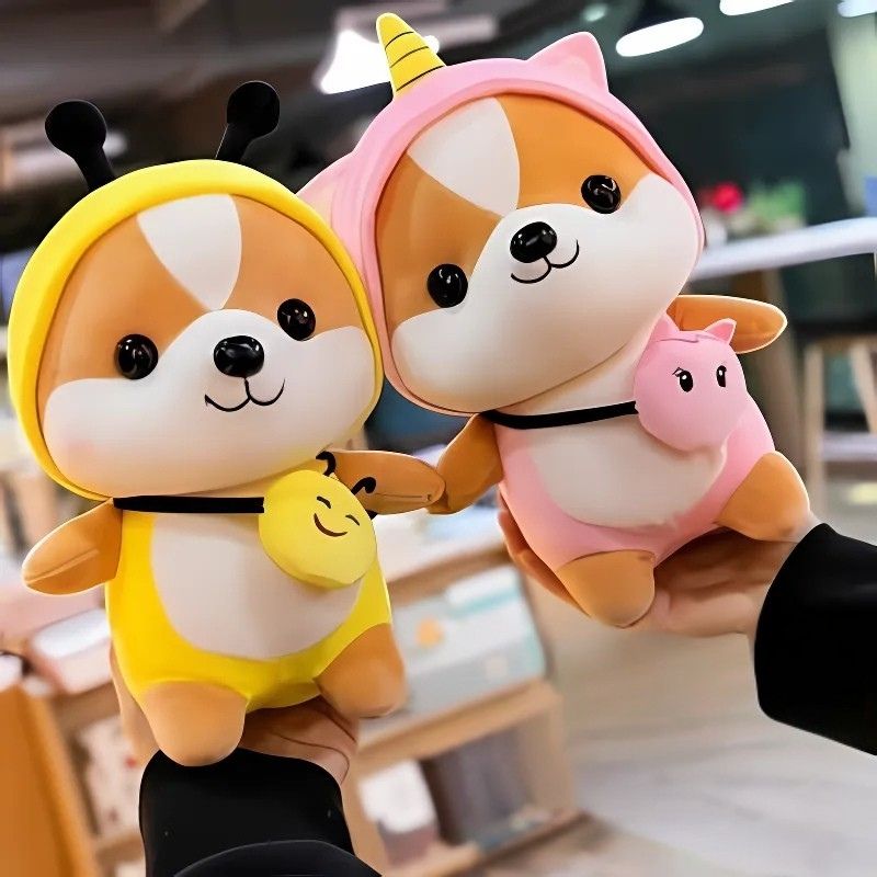 peluche kawaii deux peluches mignonnes rose et jaune