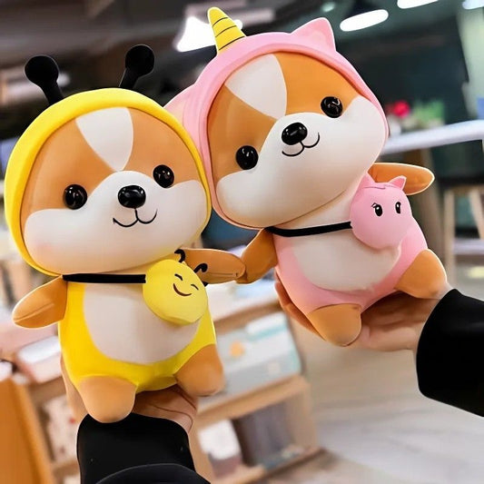 peluche kawaii deux peluches mignonnes rose et jaune
