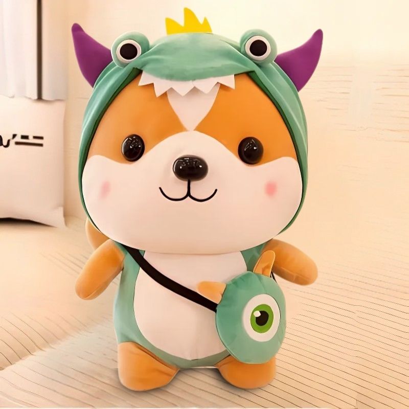 peluche kawaii écureuil déguisé en dinosaure trop mignon