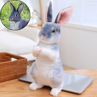 peluche-lapin-réaliste-gris