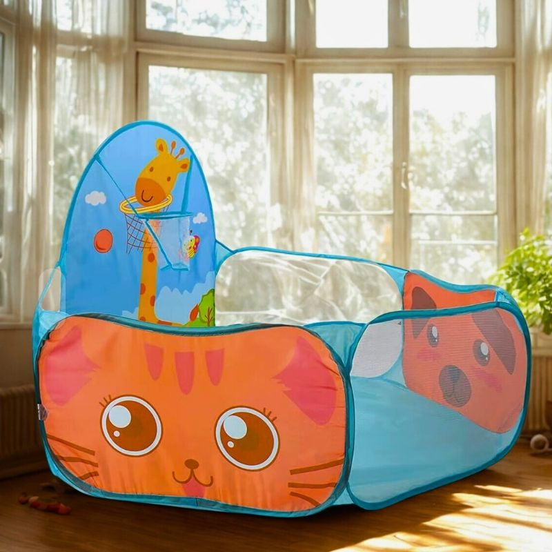 piscine a balle avec visage chat et chien adorables