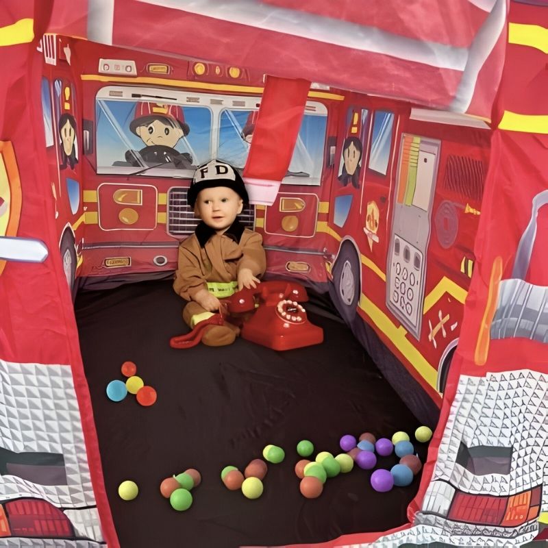 piscine a balle bebe enfant déguisement de pompier