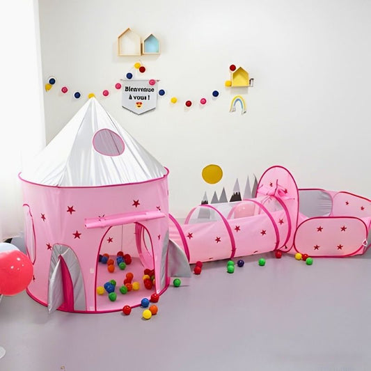 piscine a balle bebe rose étoilée tente tunnel fosse a balle